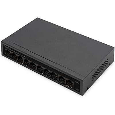 Digitus Conmutador de Red PoE Fast Ethernet de 10 Puertos No gestionado 8x Puertos PoE RJ45 + 2x RJ45 Uplink 60W PoE Presupuesto Modo CCTV 10/100 Mbps negro Digitus Conmutador de Red PoE Fast Ethernet de 10 Puertos No gestionado 8x Puertos PoE RJ45 + 2x RJ45 Uplink 60W PoE Presupuesto Modo CCTV 10/100 Mbps negro
