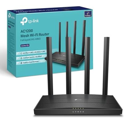 TP-Link Archer C6 AC1200 Router WiFi, Doble Banda (5GHz/2.4GHz), 5xPuertos Gigabit, 4xAntenas Externas, MU-MIMO, WPA3, Modo Punto de Acceso, Tecnología OneMesh, Color Negro TP-Link Archer C6 AC1200 Router WiFi, Doble Banda (5GHz/2.4GHz), 5xPuertos Gigabit, 4xAntenas Externas, MU-MIMO, WPA3, Modo Punto de Acceso, Tecnología OneMesh, Color Negro