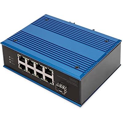Digitus Conmutador de Red PoE 9 Puertos Fast Ethernet 8X RJ45 + 1x Puerto SFP No gestionado 10/100 Mbps Carril DIN y Montaje en Pared IP40 Serie Industrial Azul Digitus Conmutador de Red PoE 9 Puertos Fast Ethernet 8X RJ45 + 1x Puerto SFP No gestionado 10/100 Mbps Carril DIN y Montaje en Pared IP40 Serie Industrial Azul