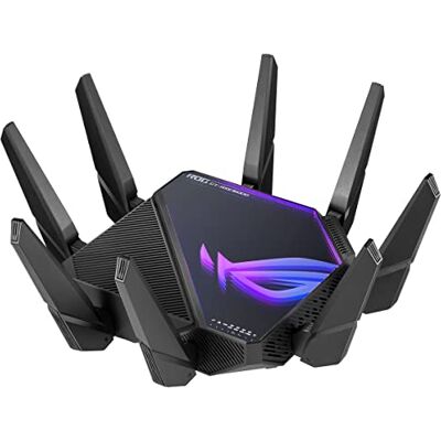 Asus ROG Rapture GT-AXE16000 Router Gaming Wi-Fi 6E (802.11ax) Extensible de Cuatro Bandas con 6 GHz, Dos Puertos 10G, WAN 2.5G, VPN Fusion, Triple Nivel de aceleración de Juegos Asus ROG Rapture GT-AXE16000 Router Gaming Wi-Fi 6E (802.11ax) Extensible de Cuatro Bandas con 6 GHz, Dos Puertos 10G, WAN 2.5G, VPN Fusion, Triple Nivel de aceleración de Juegos