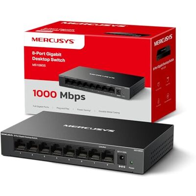 MERCUSYS MS108GS-Switch Gigabit, 8 Puertos, Plug and Play, Carcasa metálica 8 Puertos Gigabit. Plug & Play, No Necesita Configuración. Diseño sin Ventilador, Silencioso. Carcasa Metálica. MERCUSYS MS108GS-Switch Gigabit, 8 Puertos, Plug and Play, Carcasa metálica 8 Puertos Gigabit. Plug & Play, No Necesita Configuración. Diseño sin Ventilador, Silencioso. Carcasa Metálica.