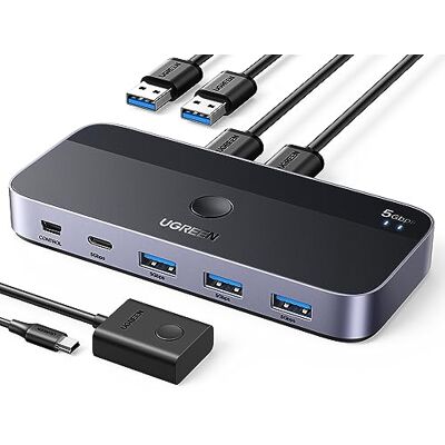 UGREEN KVM Switch USB 3.0 2 Entradas y 4 Salidas Conmutador UGREEN KVM Switch USB 3.0 2 Entradas y 4 Salidas Conmutador