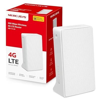 MERCUSYS MB110-4G Router 4G LTE SIM, WiFi 300 Mbps, 2 Puertos Ethernet Inserta una Tarjeta SIM para Internet sin Fibra en Cualquier Lugar. Conecta 32 Dispositivos. App . MERCUSYS MB110-4G Router 4G LTE SIM, WiFi 300 Mbps, 2 Puertos Ethernet Inserta una Tarjeta SIM para Internet sin Fibra en Cualquier Lugar. Conecta 32 Dispositivos. App .