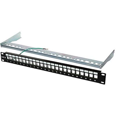 1aTTack.de Panel de conexión CAT5 CAT6 CAT7, Toma RJ45, Carcasa metálica de 24 Puertos no incluidos, Patchpanel für Keymodule 1aTTack.de Panel de conexión CAT5 CAT6 CAT7, Toma RJ45, Carcasa metálica de 24 Puertos no incluidos, Patchpanel für Keymodule