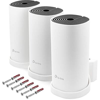 Mobilefox Soporte de pared para router WiFi de malla TP-Link Deco M4, 1 unidad con gestión de cables Mobilefox Soporte de pared para router WiFi de malla TP-Link Deco M4, 1 unidad con gestión de cables