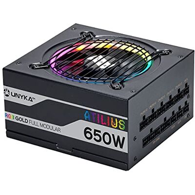 Unykach Fuente de Alimentación ATILIUS RGB Black 650W Full Modular Unykach Fuente de Alimentación ATILIUS RGB Black 650W Full Modular
