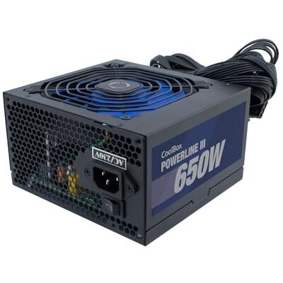 CoolBox Powerline3 650, Fuente de Alimentación PC 650W, ATX, 85% Eficiencia, Ventilador Ultra-silencioso 12cm, Tecnologías SMD y DC-DC, Filtro emi, Cables Planos Largos, Negro CoolBox Powerline3 650, Fuente de Alimentación PC 650W, ATX, 85% Eficiencia, Ventilador Ultra-silencioso 12cm, Tecnologías SMD y DC-DC, Filtro emi, Cables Planos Largos, Negro