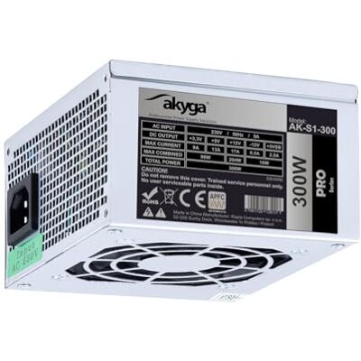 AKYGA AK-S1-300 SFX Fuente de alimentación para PC (300 W, PPFC, P4, 2X SATA, 2X Molex, Ventilador de 12 cm) AKYGA AK-S1-300 SFX Fuente de alimentación para PC (300 W, PPFC, P4, 2X SATA, 2X Molex, Ventilador de 12 cm)