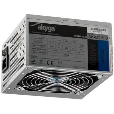 AKYGA Fuente, Ventilador de 120 mm silencioso Gris Gris Gris AKYGA Fuente, Ventilador de 120 mm silencioso Gris Gris Gris