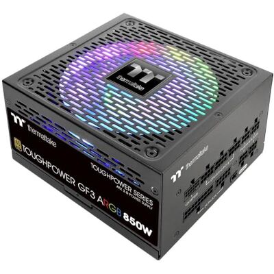 Thermaltake Toughpower GF 3 ARGB 850W PC ATX 3.0 Power Supply PCIe Gen 5.0 80-Plus-Gold Fully Modular Quiet 140 Fan EU Certified Black Thermaltake Toughpower GF 3 ARGB 850W PC ATX 3.0 Power Supply PCIe Gen 5.0 80-Plus-Gold Fully Modular Quiet 140 Fan EU Certified Black