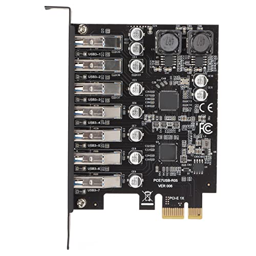 Cuifati Tarjeta de Expansión PCIE de 7 Puertos 7 Puertos USB 3.2 GEN1 5Gbps Transmisión de Alta Velocidad Alimentación Estable USB 3.2 GEN1 Tarjeta de Expansión Frontal