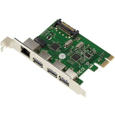 Tarjeta controladora PCIe Kalea-Informatique - 3 USB3 + 1 Ethernet Gigabit - Via / Asix Tarjeta controladora PCIe Kalea-Informatique - 3 USB3 + 1 Ethernet Gigabit - Via / Asix