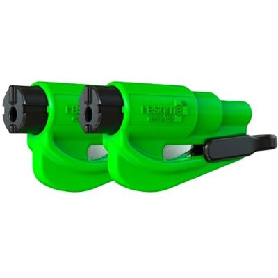 RESQME 2 Unidades, la Herramienta de Escape de Coche con Llavero de Emergencia Original, Cortador de cinturón de Seguridad 2 en 1 y rompeventanas, Martillo de Seguridad Compacto, Verde RESQME 2 Unidades, la Herramienta de Escape de Coche con Llavero de Emergencia Original, Cortador de cinturón de Seguridad 2 en 1 y rompeventanas, Martillo de Seguridad Compacto, Verde