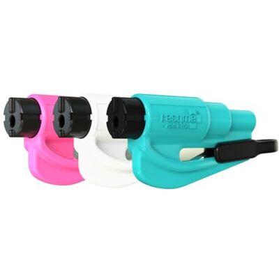 RESQME La Herramienta Original para Llavero de Escape de Emergencia de automóvil, Cortador de cinturón 2 en 1 y rompevidrios, Fabricado en EE. UU., Paquete de 3, Rosa, Blanco, Verde Azulado RESQME La Herramienta Original para Llavero de Escape de Emergencia de automóvil, Cortador de cinturón 2 en 1 y rompevidrios, Fabricado en EE. UU., Paquete de 3, Rosa, Blanco, Verde Azulado
