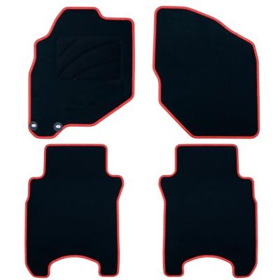 OCC DESIGN Alfombrillas Coche a Medida, Compatibles con Honda JAZZ (2001-2008) , Moqueta Alta Calidad, Velour/Polipropileno, Anclaje Original, Reverso Antideslizante, Talonera, Ribete Rojo OCC DESIGN Alfombrillas Coche a Medida, Compatibles con Honda JAZZ (2001-2008) , Moqueta Alta Calidad, Velour/Polipropileno, Anclaje Original, Reverso Antideslizante, Talonera, Ribete Rojo