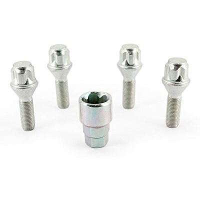 H&R Juego de Tornillos Antirrobo M12x1.25x30mm Cónico 4 Tornillos Antirrobo Incl. Adaptador H&R Juego de Tornillos Antirrobo M12x1.25x30mm Cónico 4 Tornillos Antirrobo Incl. Adaptador