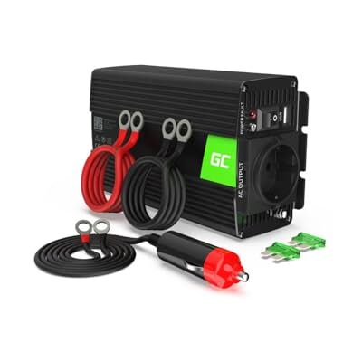 Green Cell ® 500W/1000W 12V a 220V/230V Onda sinusoidal Pura Inversor de Corriente DC AC Power Inverter Transformador de Voltaje para Coche Camion con Puerto USB y Pinzas de conexión a batería Green Cell ® 500W/1000W 12V a 220V/230V Onda sinusoidal Pura Inversor de Corriente DC AC Power Inverter Transformador de Voltaje para Coche Camion con Puerto USB y Pinzas de conexión a batería