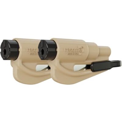 RESQME La Herramienta Original para Llavero de Escape de Emergencia de automóvil, Cortador de cinturón 2 en 1 y rompevidrios, Fabricado en EE. UU., Paquete de 2, Arena RESQME La Herramienta Original para Llavero de Escape de Emergencia de automóvil, Cortador de cinturón 2 en 1 y rompevidrios, Fabricado en EE. UU., Paquete de 2, Arena
