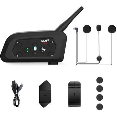 EJEAS V6 Pro+ BT Interphone 1200M Bluetooth Motocicleta Motocicleta Casco Intercom Auriculares con Interfono Duplex Control Avanzado de Ruido para hasta 6 Riders (1 Pieza) EJEAS V6 Pro+ BT Interphone 1200M Bluetooth Motocicleta Motocicleta Casco Intercom Auriculares con Interfono Duplex Control Avanzado de Ruido para hasta 6 Riders (1 Pieza)