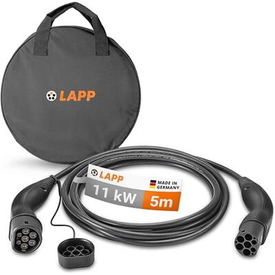 Lapp Mobility Set de Cable de Carga Tipo 2 con Bolsa de Transporte, 11 kW, 5 m, 20 A, trifásico, Modo 3, IP55, para Coches eléctricos e híbridos, Compatible con wallbox y estación de Carga, Negro Lapp Mobility Set de Cable de Carga Tipo 2 con Bolsa de Transporte, 11 kW, 5 m, 20 A, trifásico, Modo 3, IP55, para Coches eléctricos e híbridos, Compatible con wallbox y estación de Carga, Negro