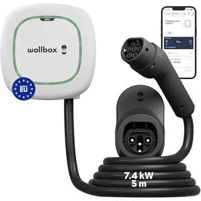 Wallbox Pulsar Max 7.4kW Cargador Coche Electrico 32 A -Cable 5 Metros- Cargador EV Tipo 2- Estación Carga para Vehículo Eléctrico WiFi y Bluetooth Cable de Carga para Interior y Exterior Blanco Wallbox Pulsar Max 7.4kW Cargador Coche Electrico 32 A -Cable 5 Metros- Cargador EV Tipo 2- Estación Carga para Vehículo Eléctrico WiFi y Bluetooth Cable de Carga para Interior y Exterior Blanco