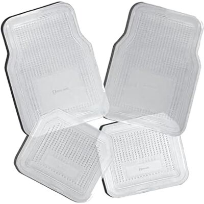 Zento Deals 4 Alfombrillas Transparentes, Impermeables, Ajuste Universal, Vinilo de Goma Resistente para vehículos con Nieve Zento Deals 4 Alfombrillas Transparentes, Impermeables, Ajuste Universal, Vinilo de Goma Resistente para vehículos con Nieve
