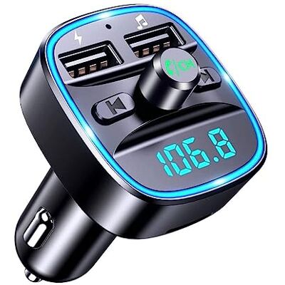 Generic Transmisor FM Bluetooth para coche, adaptador de cargador de coche dual USB, receptor de radio inalámbrico, llamadas, pantalla LED, música libre Generic Transmisor FM Bluetooth para coche, adaptador de cargador de coche dual USB, receptor de radio inalámbrico, llamadas, pantalla LED, música libre