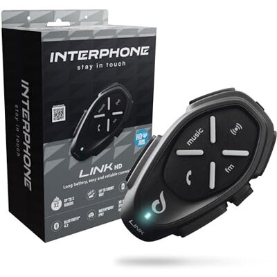 Interphone LINK HD Intercomunicador casco moto individual para comunicarse entre pilotos, motos y con el pasajero hasta 300 m, intercomunicador con Bluetooth, accesorios moto, 20 h de autonomía e IP67 Interphone LINK HD Intercomunicador casco moto individual para comunicarse entre pilotos, motos y con el pasajero hasta 300 m, intercomunicador con Bluetooth, accesorios moto, 20 h de autonomía e IP67