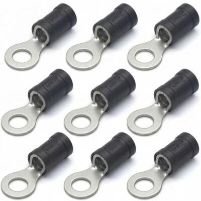 AUPROTEC terminales de cable aislados, 2.5-4.0 mm², M5, Negro terminales de anillo de cobre estañado para crimpar para cableado automotriz, marino y de taller Pack de 10 AUPROTEC terminales de cable aislados, 2.5-4.0 mm², M5, Negro terminales de anillo de cobre estañado para crimpar para cableado automotriz, marino y de taller Pack de 10