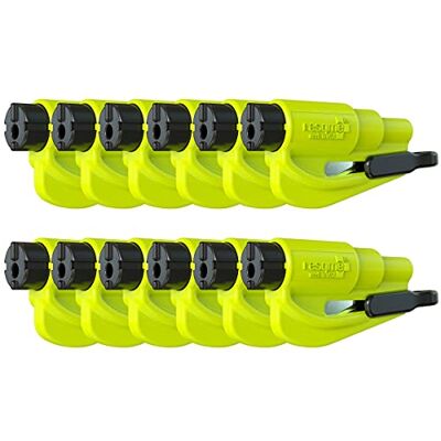 RESQME La Herramienta Original para Llavero de Escape de Emergencia de automóvil, Cortador de cinturón 2 en 1 y rompevidrios, Martillo de Emergencia Compacto Amarillo, Paquete de 12 RESQME La Herramienta Original para Llavero de Escape de Emergencia de automóvil, Cortador de cinturón 2 en 1 y rompevidrios, Martillo de Emergencia Compacto Amarillo, Paquete de 12