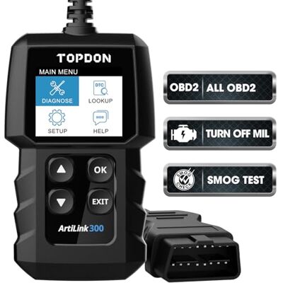 TOPDON Dispositivo de diagnóstico OBD2 AL300 universal para coche, lector de códigos de error con funciones completas OBD2, lectura y borrado de códigos para apagar la luz de comprobación del motor. TOPDON Dispositivo de diagnóstico OBD2 AL300 universal para coche, lector de códigos de error con funciones completas OBD2, lectura y borrado de códigos para apagar la luz de comprobación del motor.