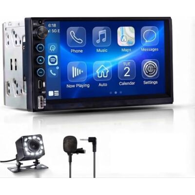Junsun Universal 2 DIN Radio de Coche con Pantalla Táctil 7 Pulgadas, con CarPlay/AndroidAuto/Admite Carga Type-C/USB/Micrófono/FM/EQ/GPS/Bluetooth/USB/SW Junsun Universal 2 DIN Radio de Coche con Pantalla Táctil 7 Pulgadas, con CarPlay/AndroidAuto/Admite Carga Type-C/USB/Micrófono/FM/EQ/GPS/Bluetooth/USB/SW