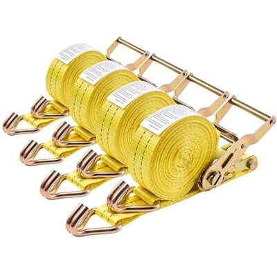 VEVOR Correas de Trinquete, 38,1 mm x 6,1 m, con Gancho Doble en J, Resistencia a la Rotura de 2000 kg, Bolsa de Transporte, para Mudanzas, Remolques, Motocicletas, Kayaks, Techo de Coche, 4 uds VEVOR Correas de Trinquete, 38,1 mm x 6,1 m, con Gancho Doble en J, Resistencia a la Rotura de 2000 kg, Bolsa de Transporte, para Mudanzas, Remolques, Motocicletas, Kayaks, Techo de Coche, 4 uds