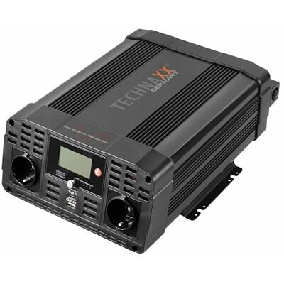 Technaxx Inversor Coche 12V a 230V Onda Sinusoidal Pura 3000W Potencia Continua 6000W Pico Convertidor de Voltaje con Pantalla LCD 2 Tomas Schuko USB-A QC 3.0 USB-C para Camping Autocaravana TE23 Technaxx Inversor Coche 12V a 230V Onda Sinusoidal Pura 3000W Potencia Continua 6000W Pico Convertidor de Voltaje con Pantalla LCD 2 Tomas Schuko USB-A QC 3.0 USB-C para Camping Autocaravana TE23