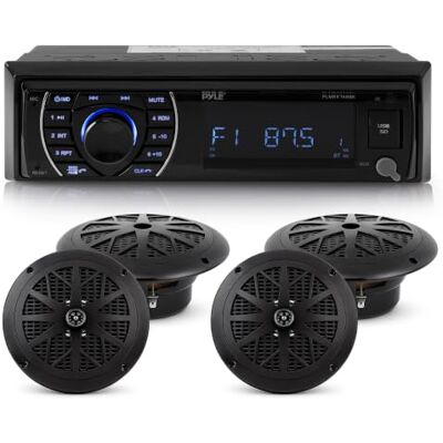 Pyle Kit Receptor Marino con Unidad Principal y Altavoces, Estereo, Digital LCD, Bluetooth, Microfono, Sistema de Radio Am/FM, Impermeables, Lectores MP3/SD y Mando a Distancia Pyle Kit Receptor Marino con Unidad Principal y Altavoces, Estereo, Digital LCD, Bluetooth, Microfono, Sistema de Radio Am/FM, Impermeables, Lectores MP3/SD y Mando a Distancia