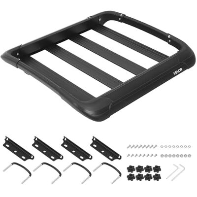 VEVOR Cesta de Techo para Coche 96,5 x 96,5 x 14,2 cm, Portaequipajes para Techo Carga de 68,04 kg, Portaequipajes de Coche Compatible con Barras Transversales de hasta 9 x 5 cm, para SUV, Camioneta VEVOR Cesta de Techo para Coche 96,5 x 96,5 x 14,2 cm, Portaequipajes para Techo Carga de 68,04 kg, Portaequipajes de Coche Compatible con Barras Transversales de hasta 9 x 5 cm, para SUV, Camioneta