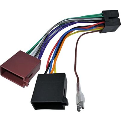 AERZETIX Arnés de conectores con enchufes ISO macho-hembra para autoradio cable alargador de 16 pistas 8+6 pines 13cm AERZETIX Arnés de conectores con enchufes ISO macho-hembra para autoradio cable alargador de 16 pistas 8+6 pines 13cm