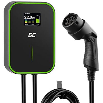 Green Cell GC PowerBox Wallbox 22kW Tipo 2 Cargador para Vehículos Eléctricos EV PHEV Cable 6m Pantalla LCD Compatible con Todos los EV Model 3/S/X/Y, ID.3, ID.4, i3, 500e, EV6, E-Tron, ZOE, Mach-E Green Cell GC PowerBox Wallbox 22kW Tipo 2 Cargador para Vehículos Eléctricos EV PHEV Cable 6m Pantalla LCD Compatible con Todos los EV Model 3/S/X/Y, ID.3, ID.4, i3, 500e, EV6, E-Tron, ZOE, Mach-E