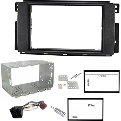 sound-way Kit de Montaje de Radio de Coche, Marco de Radio 2 DIN con Soportes para Smart 451 Car ForTwo 2007-2010 sound-way Kit de Montaje de Radio de Coche, Marco de Radio 2 DIN con Soportes para Smart 451 Car ForTwo 2007-2010