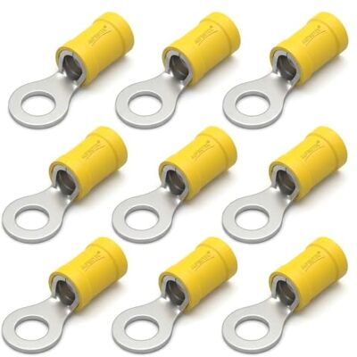 AUPROTEC terminales de cable aislados, 4.0-6.0 mm², M5, Amarillo terminales de anillo de cobre estañado para crimpar para cableado automotriz, marino y de taller Pack de 25 AUPROTEC terminales de cable aislados, 4.0-6.0 mm², M5, Amarillo terminales de anillo de cobre estañado para crimpar para cableado automotriz, marino y de taller Pack de 25