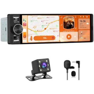 Junsun 1 DIN Radio Coche Universal con Pantalla Táctil 6.36 Pulgadas con CarPlay/AndroidAuto/Admite Carga Type-C/USB/Micrófono/FM/EQ/Bluetooth 5.0/USB/SWC y Cámara Trasera con Cable 6M Junsun 1 DIN Radio Coche Universal con Pantalla Táctil 6.36 Pulgadas con CarPlay/AndroidAuto/Admite Carga Type-C/USB/Micrófono/FM/EQ/Bluetooth 5.0/USB/SWC y Cámara Trasera con Cable 6M
