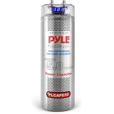 Pyle Condensador Digital 5.0 Farad para Audio de Coche, Con Pantalla Digital, Lectura de Voltaje, Proteccion Contra Sobretension, DC 12-24V, Accesorios de Montaje Pyle Condensador Digital 5.0 Farad para Audio de Coche, Con Pantalla Digital, Lectura de Voltaje, Proteccion Contra Sobretension, DC 12-24V, Accesorios de Montaje
