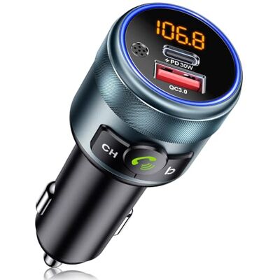 GizmoVine Transmisor FM Bluetooth Coche, Bluetooth 5.3, 48W Carga Rápida Dual (PD 30W + QC3.0 18W), Manos Libres, Refuerzo de Graves, Reproductor MP3, Adaptador Bluetooth Coche Mechero GizmoVine Transmisor FM Bluetooth Coche, Bluetooth 5.3, 48W Carga Rápida Dual (PD 30W + QC3.0 18W), Manos Libres, Refuerzo de Graves, Reproductor MP3, Adaptador Bluetooth Coche Mechero