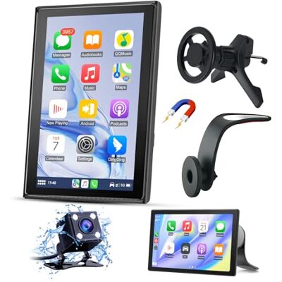 Junsun Pantalla para Coche 7" con CarPlay/Android Auto Inalámbrico, Pantalla Táctil con Soporte Magnético, Bluetooth, MirrorLink, FM y Cámara Trasera Junsun Pantalla para Coche 7" con CarPlay/Android Auto Inalámbrico, Pantalla Táctil con Soporte Magnético, Bluetooth, MirrorLink, FM y Cámara Trasera