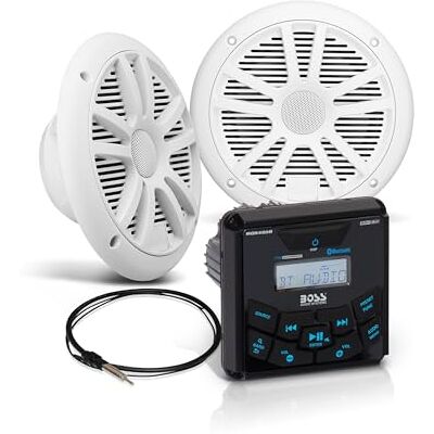 Boss Audio Bluetooth In-Dash Marine Gauge Receiver With 6 1/2´´ Marine Speakers One Size Boss Audio Bluetooth In-Dash Marine Gauge Receiver With 6 1/2´´ Marine Speakers One Size