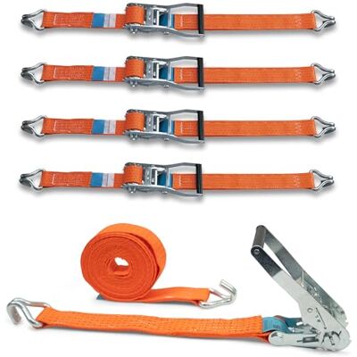 Dolezych DoZurr 5000 Juego de 4 Correas tensoras con trinquete Estable y Gancho de Perfil, soporta hasta 2500 kg, 50 mm de Ancho x 6 m de Largo, Naranja, para Camiones y remolques Grandes Dolezych DoZurr 5000 Juego de 4 Correas tensoras con trinquete Estable y Gancho de Perfil, soporta hasta 2500 kg, 50 mm de Ancho x 6 m de Largo, Naranja, para Camiones y remolques Grandes