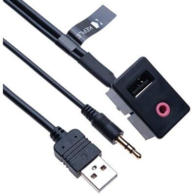 Keple Universal Enchufe USB 2.0 AUX + Cable de extensión AUX 3.5mm CCable de Radio del vehículo 1.5 m Keple Universal Enchufe USB 2.0 AUX + Cable de extensión AUX 3.5mm CCable de Radio del vehículo 1.5 m
