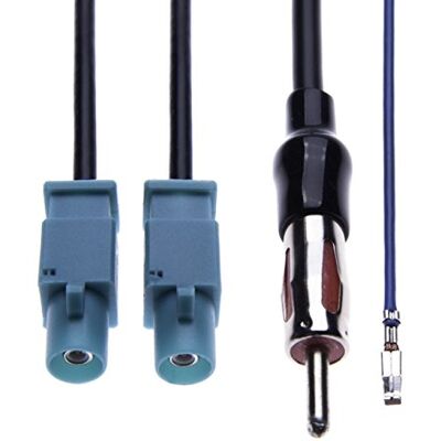 Keple Adaptador de Antena Estéreo Compatible con Volks wagen Golf, Tiguan, Jetta, Passat, EOS, Transporter 1 DIN Macho a 2 Conectores FAKRA Keple Adaptador de Antena Estéreo Compatible con Volks wagen Golf, Tiguan, Jetta, Passat, EOS, Transporter 1 DIN Macho a 2 Conectores FAKRA