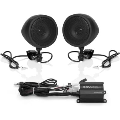Boss Sistema de altavoces Bluetooth :amplificador compacto de clase D, altavoces resistentes a la intemperie de 3 pulgadas,ideal para usar con vehículos todo terreno/motocicletas Boss Sistema de altavoces Bluetooth :amplificador compacto de clase D, altavoces resistentes a la intemperie de 3 pulgadas,ideal para usar con vehículos todo terreno/motocicletas