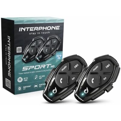 Interphone Sport HD – Doble – Intercomunicador de Casco de Moto con Auriculares HD HiFi mm 40, 4 Motociclistas, Distancia 1 Km, autonomía 20 Horas – Standby 1000 Horas, TFT, GPS, Impermeable, Interphone Sport HD – Doble – Intercomunicador de Casco de Moto con Auriculares HD HiFi mm 40, 4 Motociclistas, Distancia 1 Km, autonomía 20 Horas – Standby 1000 Horas, TFT, GPS, Impermeable,